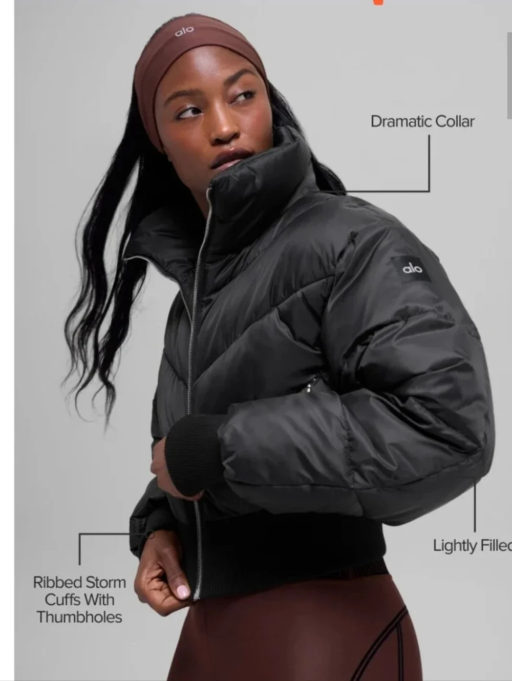 Alo Yoga Cropped Atmosphere Puffer Black New With Tags Athleisure Comfy